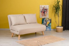 Canapea Extensibila 2 Locuri, Cadru Metalic, Folde, Crem