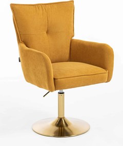 HR250N Scaun Catifea Reiată Premium Ruloare Curry Galben Bază Aurie