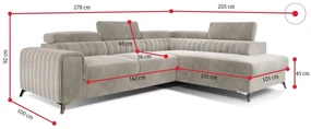 Supermobel Coltar LAURENCE, 278x92x205, sawana 05, dreapta