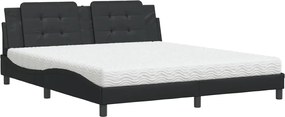 vidaXL Pat cu saltea, Zadar, negru, 180x200 cm, piele ecologică