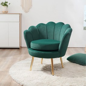 Fotoliu Vintage HOMCOM cu Design din Catifea Verde Fotoliu de Dormitor cu Spatar Inalt 75x63x73cm | Aosom RO