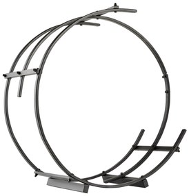 Outsunny Suport pentru lemne de foc Suport lemne in forma de inel Greutate maxima 50kg negru, 71x32x73cm