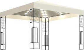 vidaXL Pavilion cu șir de lumini, crem, 3x3 m, material textil