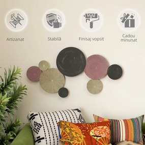 HOMCOM Artă Murală cu 8 Discuri 3D și Accesorii de Montare Incluse, Decorații Metalice de Perete, 110x7x58 cm, Bronz, Portocaliu și Galben | Aosom Romania
