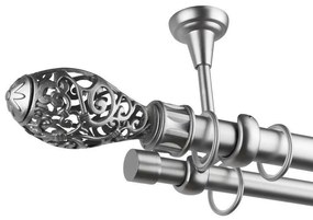 Galerie perdele metalica dubla bara simpla Toledo cu prindere în tavan 25/19 – metal, argintiu - 160 cm