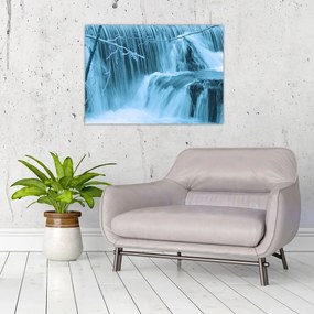 Tablou pe sticlă - cascadele închețate (70x50 cm)