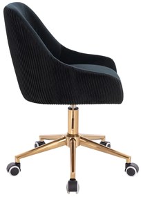 HR920K Scaun Neagră din Catifea cu Bază Aurie