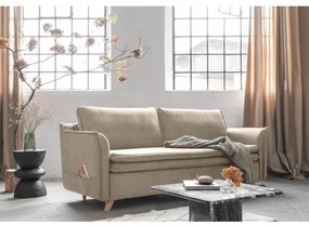 Canapea bej extensibilă cu tapițerie din catifea 225 cm Charming Charlie – Miuform