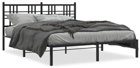 376326 vidaXL Cadru de pat metalic cu tăblie, negru, 150x200 cm