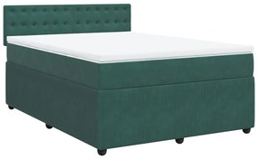 3287797 vidaXL Pat box spring cu saltea, verde închis, 160x200 cm, catifea