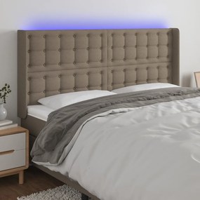 3124508 vidaXL Tăblie de pat cu LED, gri taupe, 203x16x118/128 cm, textil