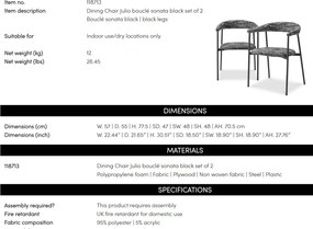 Set de 2 scaune design LUX Julio, Boucle sonata black