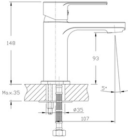 Baterie de lavoar Aqualine FACTOR crom lucios