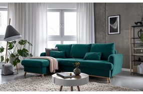 Colțar turcoaz extensibil/cu spațiu de depozitare (cu colț pe partea stângă/cu șezlong) Scandic Lagom – Miuform