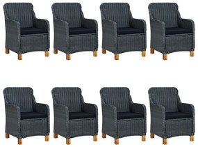 Set mobilier exterior cu perne, 9 piese, gri închis, poliratan