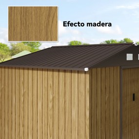 Outsunny Magazie de grădină exterioară 4,9 m² 277x195x192 cm cu ușă culisantă, ventilație și kit de fundație, maro | Aosom Romania