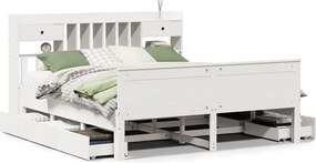 vidaXL Pat cu bibliotecă fără saltea, 180x200 cm, lemn masiv de pin