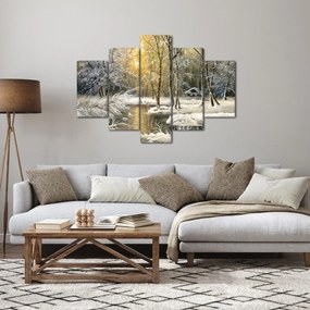 Tablou - Cabană în pădure, pictură în uei (150x105 cm)