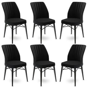 Set 6 scaune haaus Flex, Negru, textil, picioare metalice