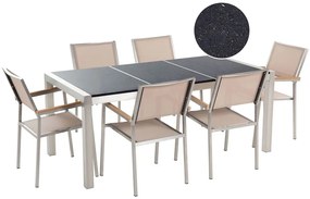 Set de masă pentru grădină Grosso (bej) (scaune bej) (pentru 6 persoane) (granit). 1011630