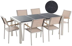 Set de masă pentru grădină Grosso (bej) (scaune bej) (pentru 6 persoane) (granit). 1011630