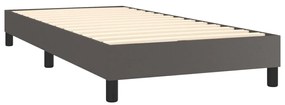 Pat box spring cu saltea, gri, 90x190 cm, piele ecologica Gri, 90 x 190 cm, Design simplu