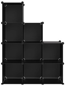 Organizator cub de depozitare, 9 cuburi, negru, PP 94.5 x 32 x 124 cm, Negru, 1, 94.5 x 32 x 124 cm, 1