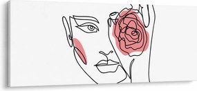 Tablou - Linie de artă față cu trandafir (120x50 cm)