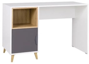 Masă PC Juna 14 (alb + grafit + gri + stejar lefkas). 1087410