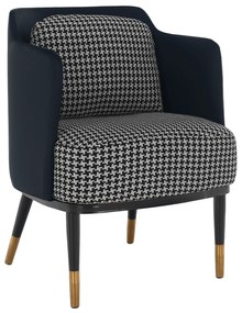 Fotoliu design, model alb-negru/ piele ecologică albastru închis, EMREN