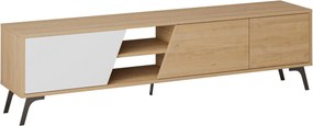 Comoda TV FIONA, stejar/alb, PAL melaminat, 180x36x48 cm
