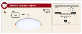 Paulmann 92392 - LED/17,5W IP44 Lampă încastrată baie VARIFIT 230V