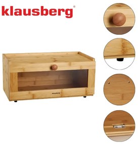 Cutie pentru paine Klausberg KB 7924, 40 cm, fereastra acrilica, Bambus, Maro