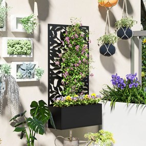 Outsunny Ghiveci cu spallier pentru plante cățărătoare din oțel, montare pe perete sau pe podea, 61x23x113 cm, negru | Aosom Romania