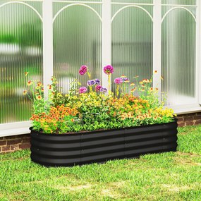 Outsunny Jardinieră înălțată parcelă pătrată pentru grădină din oțel modulabilă pentru legume, plante, flori, dim. 150 x 62 x 30 cm, negru | Aosom Romania