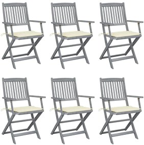 vidaXL Scaune pliante de exterior cu perne 6 buc. lemn masiv de acacia