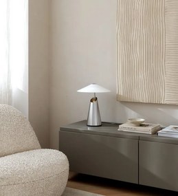 Veioza, Lampa de masa design geometric, abajur directionabil Taido crom