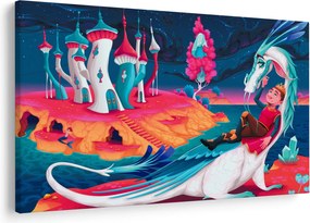 Tablou - Prinț și prințesa cu dragon (90x60 cm)