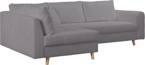 Colțar gri închis cu tapițerie din stofă bouclé (cu colț pe partea stângă ) Ariella – Ropez