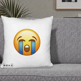 Perna Decorativa Emoji Plange, 40x40 cm, Alb Pufos, Husa Detasabila, Perna Inclusa, BEKZ®