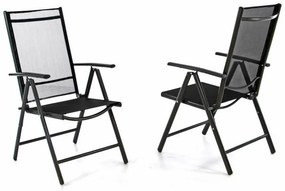 Set de două scaune reglabile de grădină - negru