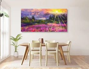 Tablou pictură în ulei peisajul multicolor