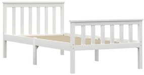283214 vidaXL Cadru de pat, alb, 90 x 200 cm, lemn masiv de pin