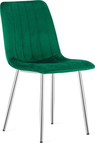 Scaun Bucatarie/Dining Gabe ,Picioare Cromate, Catifea Verde