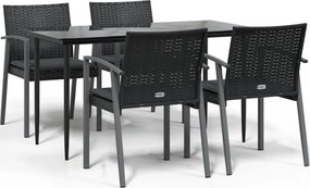 vidaXL Set mobilier de grădină cu perne, 5 piese, poliratan și oțel