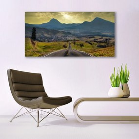 Tablou pe panza canvas Drum de munte Peisaj Negru Verde Albastru