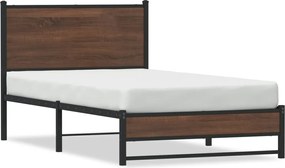 vidaXL Cadru de pat metalic fără saltea, stejar maro, 107x203 cm