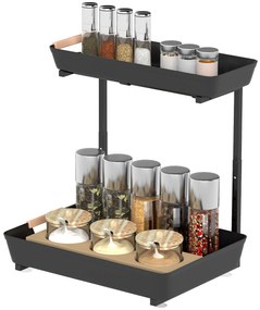 HOMCOM Raft de bucătărie, Reglabil în înălțime cu 2 Coșuri, Bar pentru Cafea, 40 x 30 x 33,5-42 cm | Aosom Romania