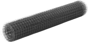 vidaXL Plasă de sârmă găini, gri, 10 x 1 m, oțel cu înveliș PVC