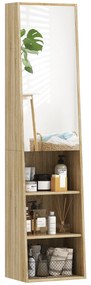 HOMCOM Mobilier baie coloană trapezoidal cu ușă oglindă, raft 6 nivele, 40 x 30 x 165 cm | Aosom Romania